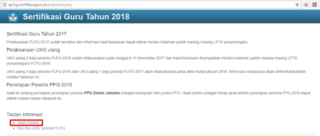 Cara Melihat Hasil Pretest Ppg Guru Tahun 2018