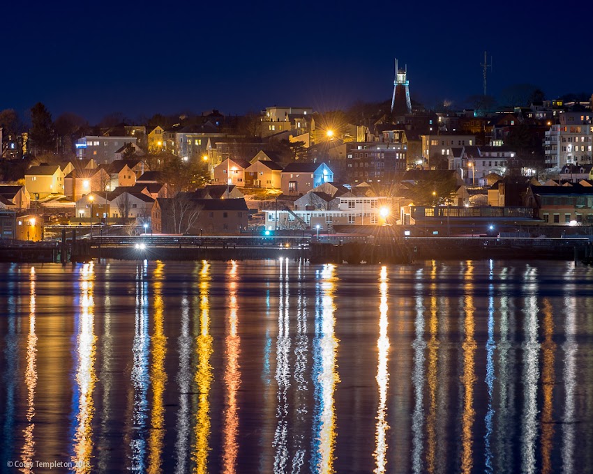 Portland, Maine USA January 2018 photo by Corey Templeton. A nighttime view towards Munjoy Hill from back in January.