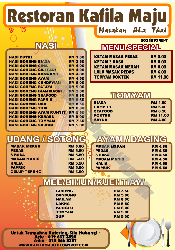 RESTORAN KAFILA MAJU HARGA MENU MAKANAN TERBARU DI KAFILA 