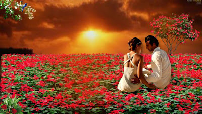 lovelycouple-sitting-on-flowers-at-silent-place