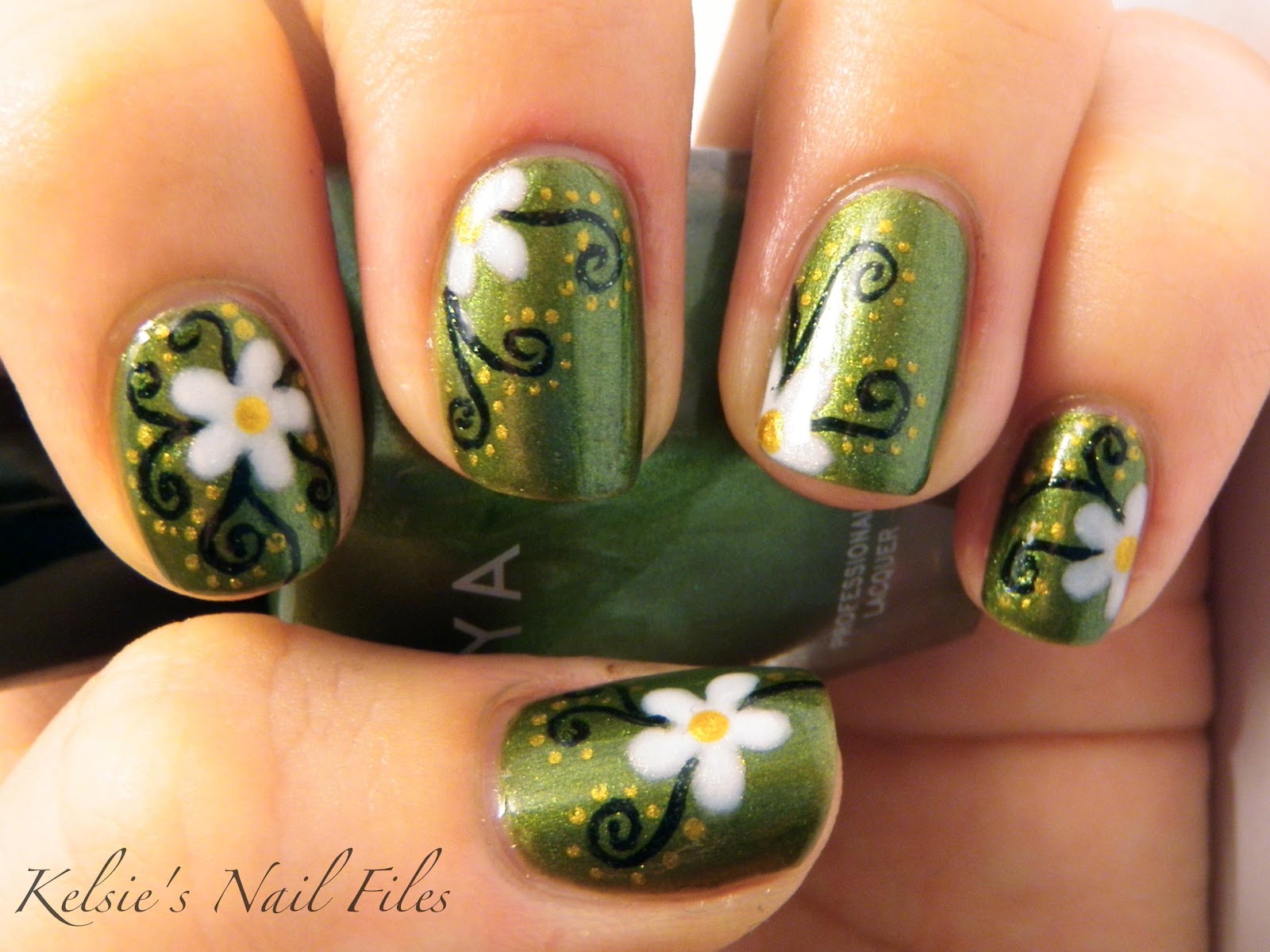 ... you Zoya Irene Green with some early mother's day flower nail art