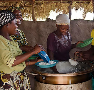 Making rice for the village in Togo Africa.
