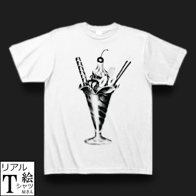 イラストTシャツ　リアルイラストTシャツ　パフェのイラストTシャツ