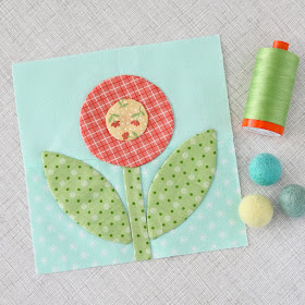 Splendid Sampler quilt block made by Andy Knowlton of A Bright Corner.  She also shares a tips on applique!
