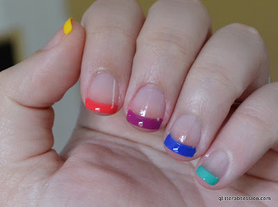 Rainbow French nail art