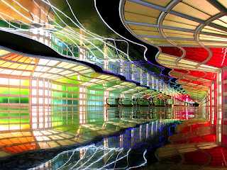 Artist Michael Hayden's light sculpture Sky's the Limit, Chicago O'Hare Airport