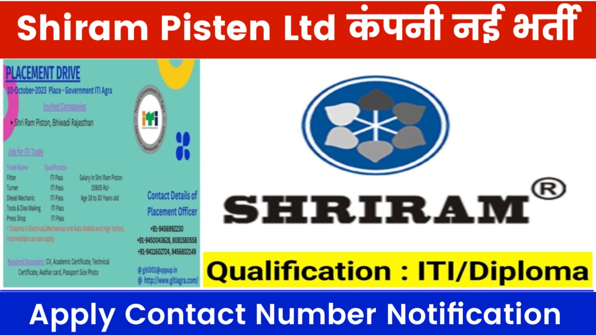 Shriram Pistons & Rings Ltd..New latest Vacancy ITI job Interview ITI  Campus Placement permanent Job Requirement - ITI And Diploma Pvt or Sarkari  Job All India 2024