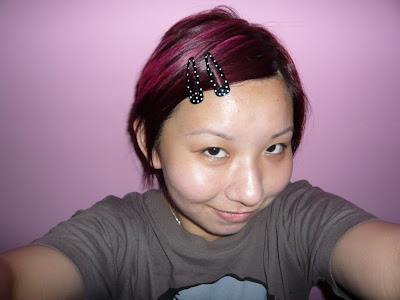 dark hair with pink highlights. pink highlights on my dark