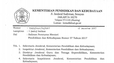 Download Permendikbud No. 37 Tahun 2017 Sertifikasi Guru Dalam Jabatan