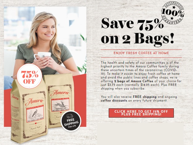 Amora Coffee - 75% Off 2 Bags + Fre