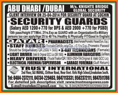 Abudhabi & Dubai Knights Bridge Job Vacancies Qatar