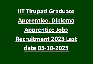 IIT Tirupati Graduate Apprentice, Diploma Apprentice Jobs Recruitment 2023 Last date 03-10-2023