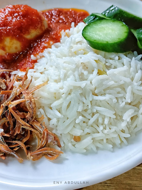 Nasi lemak basmathi, nasi lemak beras parboiled, resepi nasi lemak rice cooker, nasi lemak mudah, nasi lemak peroi