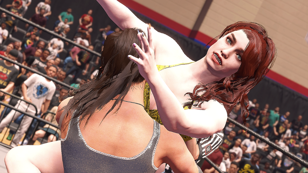 Annabel Redd has her spine cracked in a giant bearhug
