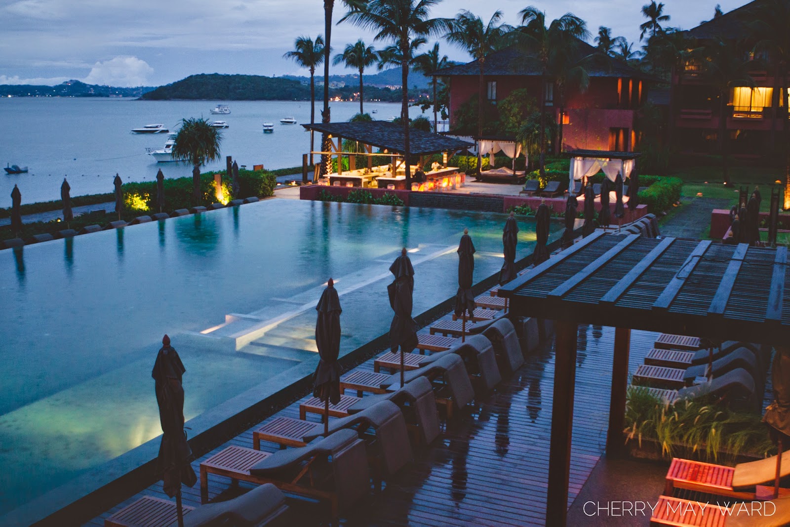 Koh Samui proposal at Hansar Samui, Hansar Samui view overlooking the pool bar and Bophut Beach, Thailand marriage proposal, Cherry May Ward photography