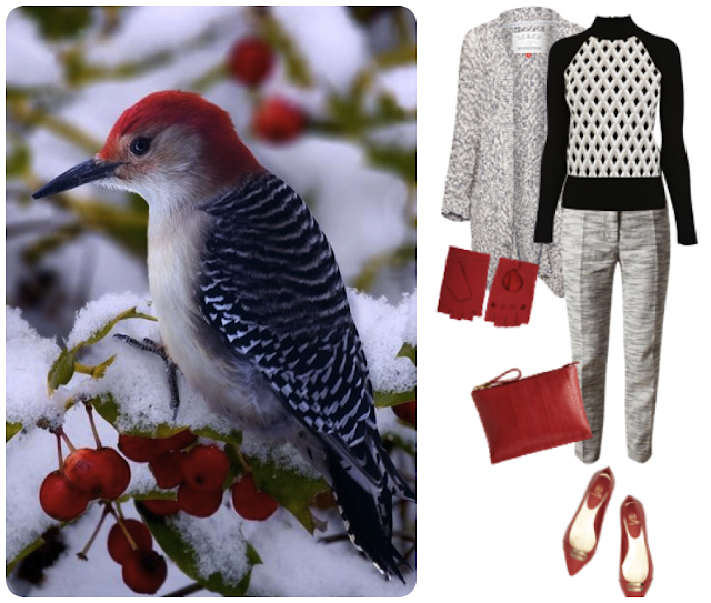 neutral gray textures with pops of red