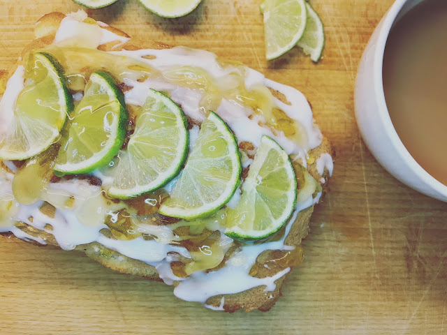 Gin & Tonic Lime Drizzle Cake with a cup of tea