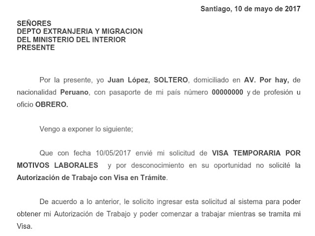 Notiguias: Carta solicita autorizacion de trabajo con visa 