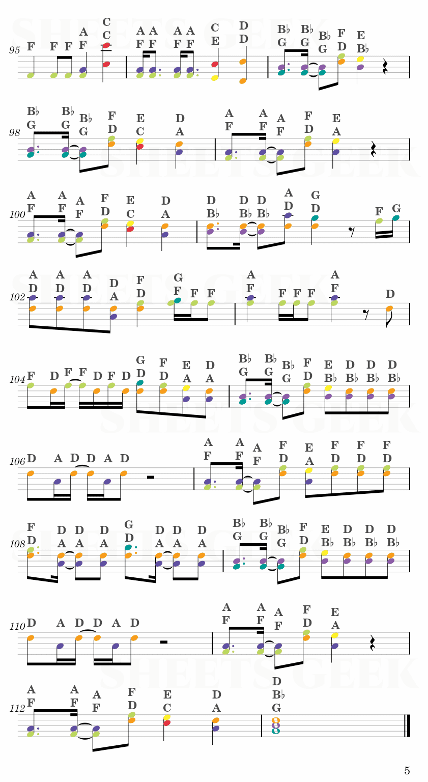 Fireworks (I'm The One) - ATEEZ Easy Sheet Music Free for piano, keyboard, flute, violin, sax, cello page 5