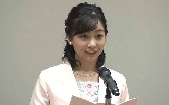 Princess Kako wore a flower embroidered print dress and ivory cashmere jacket. Girl Scouts Japan Federation