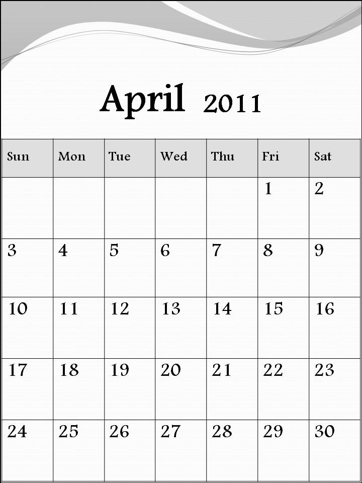 blank calendars april 2011. april 2011 blank calendar.