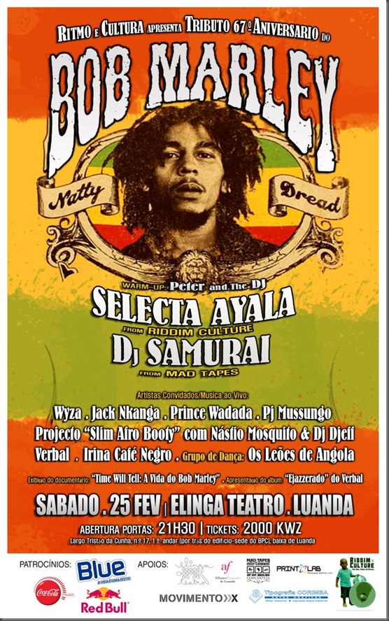flyer TRIBUTO A BOB MARLEY - ELINGA TEATRO - 25 FEVEREIRO 2012