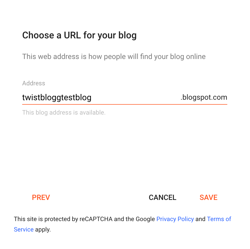 Choosing URL for your blogger blog