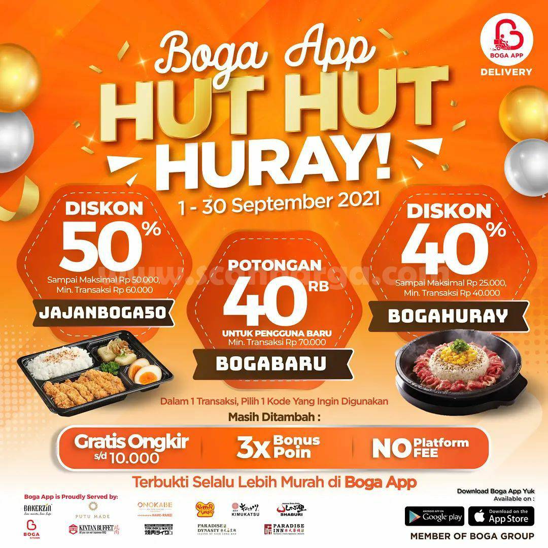 Promo Boga App Hut Hut Huray Periode 1 - 30 September 2021