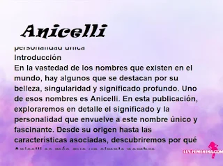 significado del nombre Anicelli