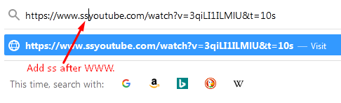 modify youtube video url by adding ss