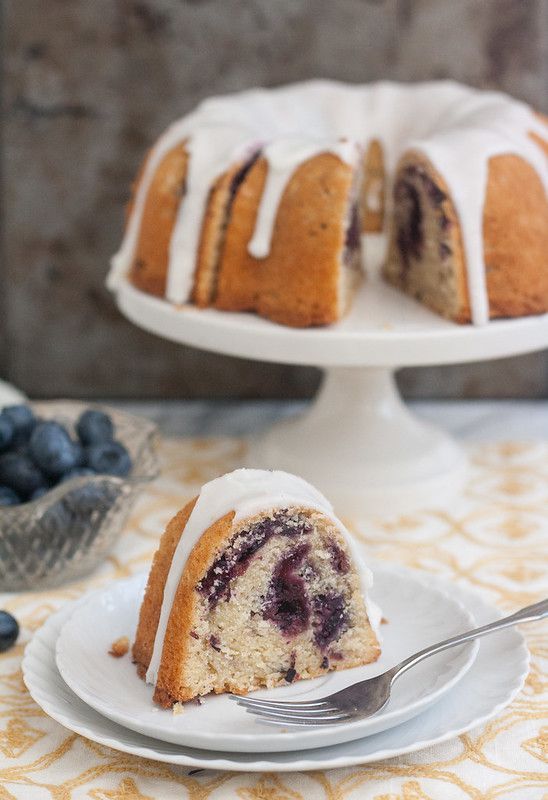 Marbled Blueberry Bundt Cake with Lemon Glaze