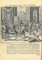 An engraving that depicts Spaniards overthrowing indigenous leadership