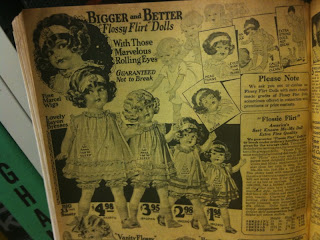 Girls-Toys-Dolls: Flossie Flirt Doll Catalog Page from 1928 Flirty