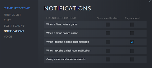 Settings needed to disable Steam Pop-Up Notifications that appear in the bottom-right corner of your screen