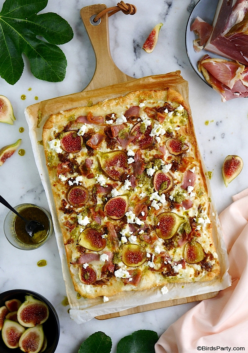 Pizza aux Figues, Prosciutto et Feta - recette facile et rapide et délicieuse de pizza maison aux figues de saison pour les apéros d'automne!