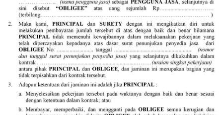 Surat Permohonan Jaminan Pelaksanaan  Pengadaan 