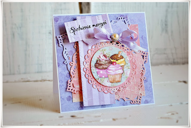 kartka scrapbooking warstwowa babeczki