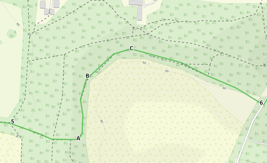 The route between point 5 & 6, explained below