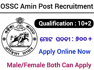 Odisha Amin Post Recruitment 2024 ! Apply Online For 600+ Posts ! 12th Pass Jobs Check Official Notification