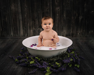 Novalee's First Milk Bath Flower Sitter Session at 6 months old by Morning Owl Fine Art Photography San Diego, CA