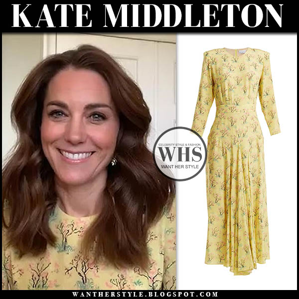 Kate Middleton in yellow tree print dress