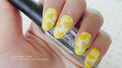 Vitamin C Nails! Yellow Heart Ribbon nail art