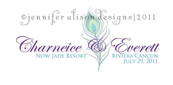 Charneice Everett peacock feather wedding logo monograms