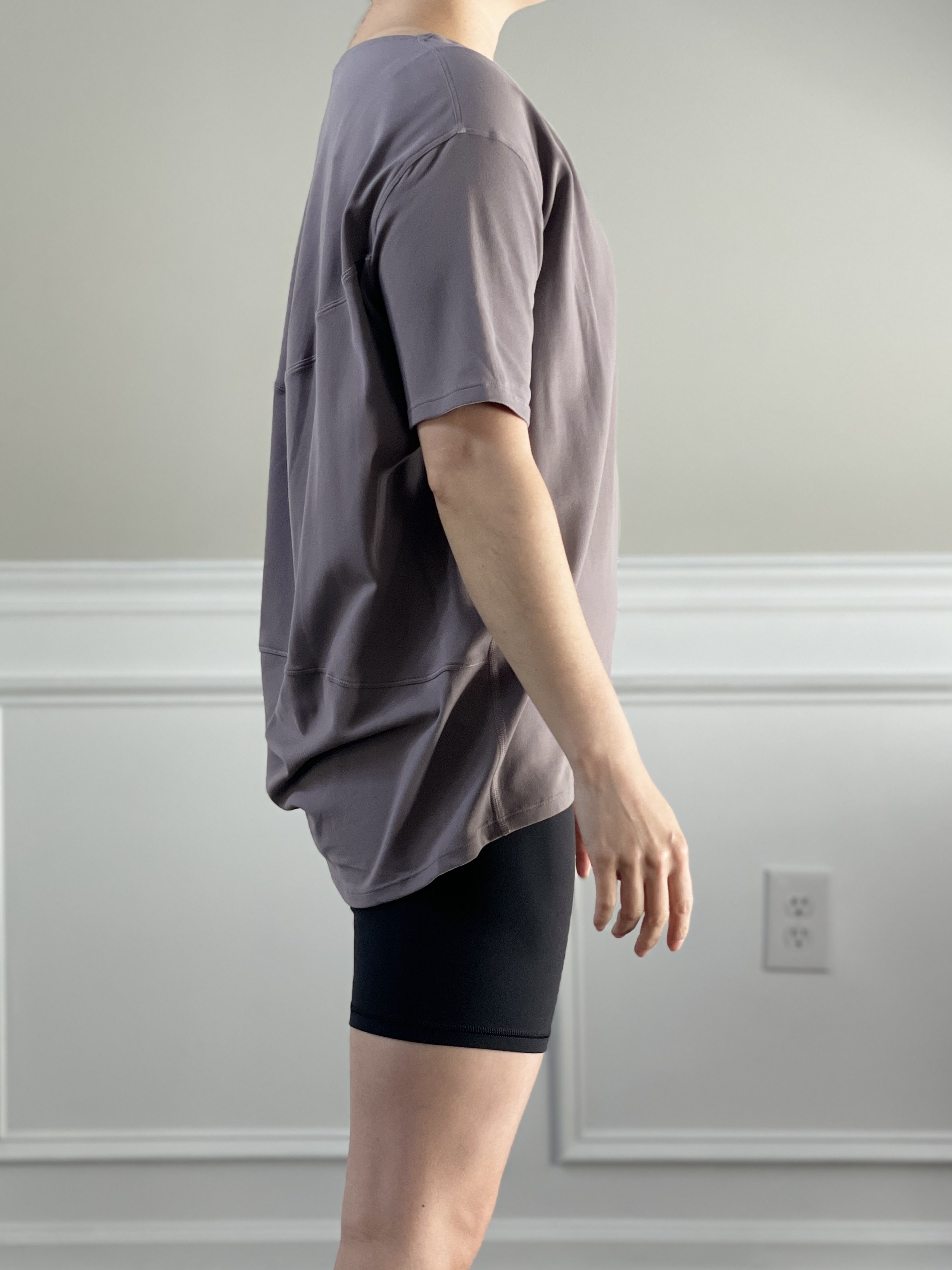 Square Neck Mesh and Nulu Yoga Tee, graphite grey