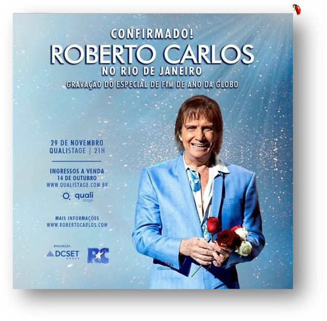 Cartaz com foto de Roberto Carlos e a confirmação da gravação do Especial 2022 no dia 29/11.