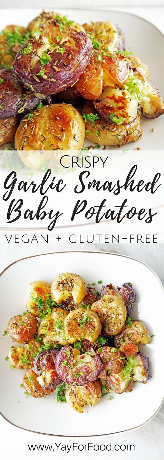 Crispy on the outside and soft and fluffy in the inside. The combination of herbs and garlic goes perfectly with potatoes. Side Dish Vegan Gluten-free