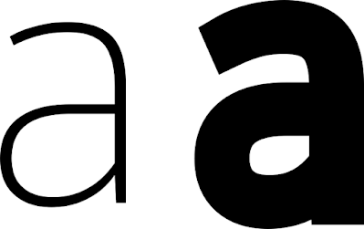 Thin letter "a" and thick letter "a"