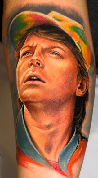 Nice Tattoo of Marty McFly from Back to the Future