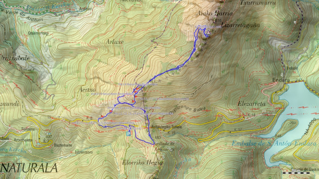 Mapa Ruta Peñas de Aia Basurdeen Begiratokia