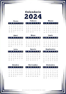 Calendario anual 2024 para imprimir gratis